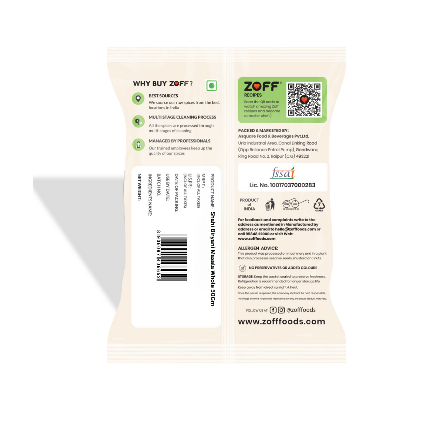 whole shahi biryani masala by ZOFF