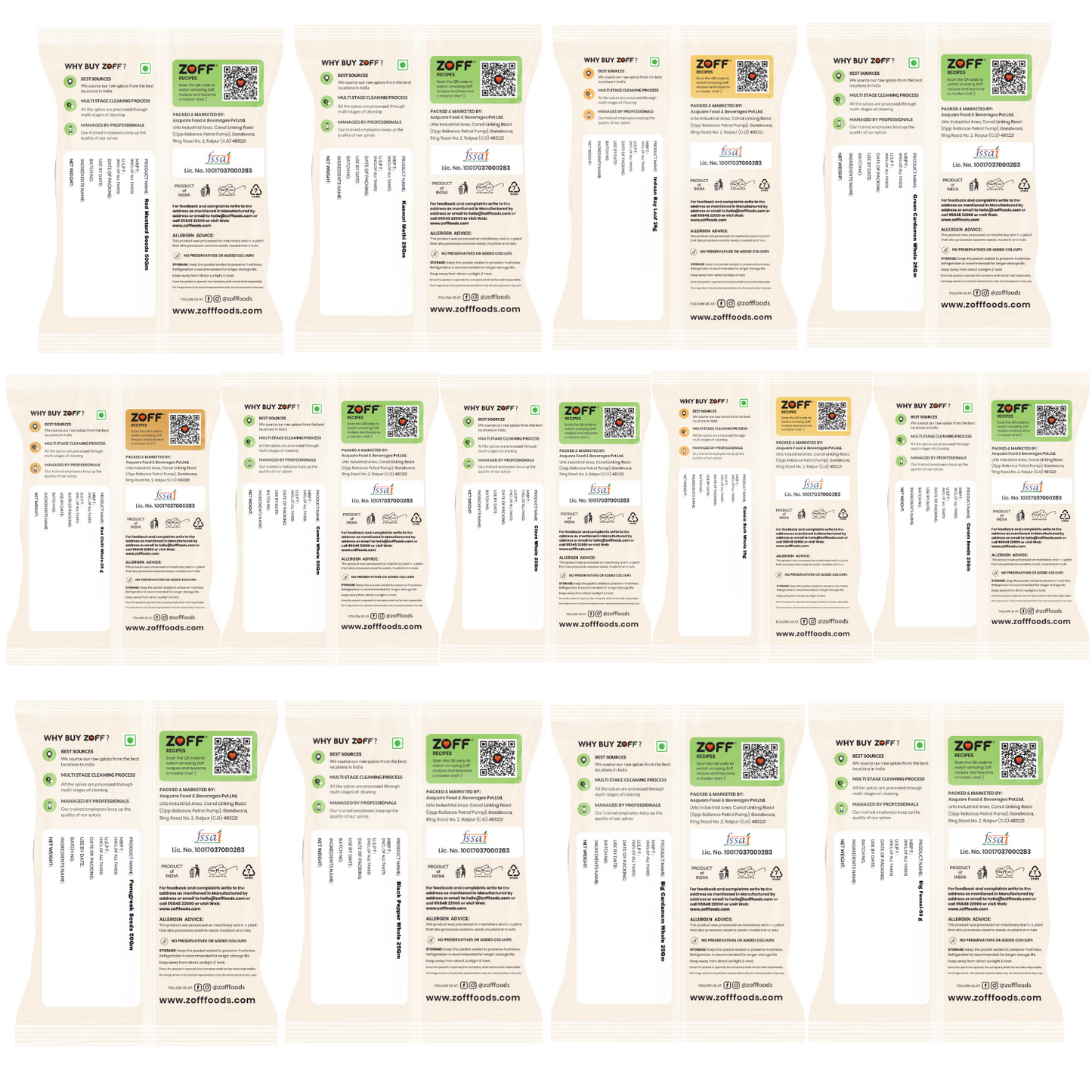 Kitchen whole spices - Pack of 13