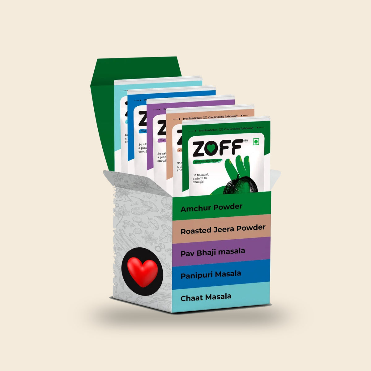 ZOFF Starter Chaat Spices Kit Pack of 5 pack