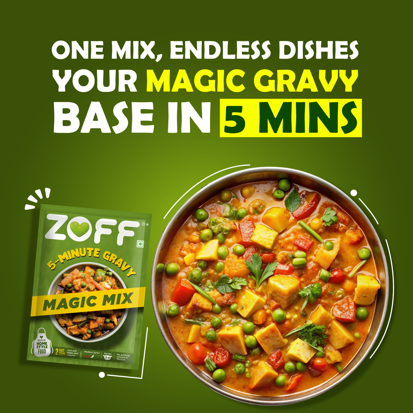 Zoff Quick Mix Combo – 5-Minute Gravy & 1-Minute Marinade | Pack of 3 (Paneer Gravy, Magic Mix, Paneer Tikka)