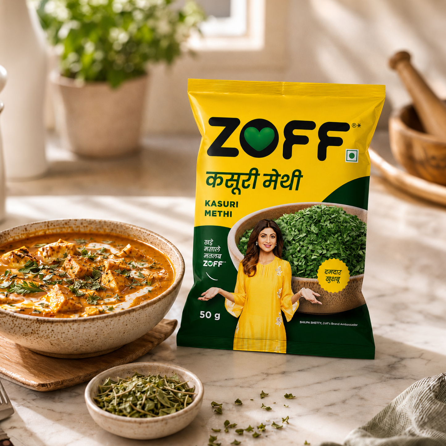 Zoff Kasuri Methi | Premium Dried Fenugreek Leaves for Curries & Gravies | 50g