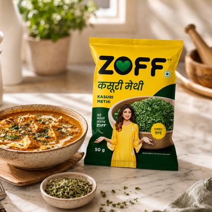 Zoff Kasuri Methi | Premium Dried Fenugreek Leaves for Curries & Gravies | 50g