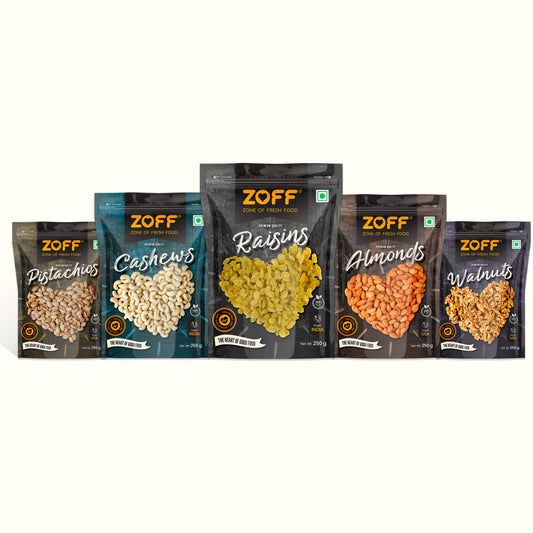 Zoff Dry Fruits Combo Pack - Pack of 5। 250g each । Total weight - 1.25 kg