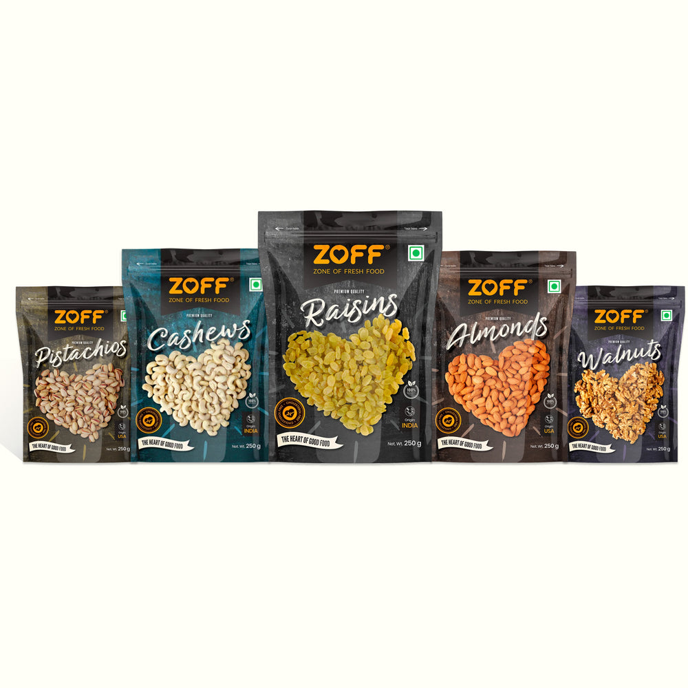 Zoff Dry Fruits Combo Pack - Pack of 5। 250g each । Total weight - 1.25 kg