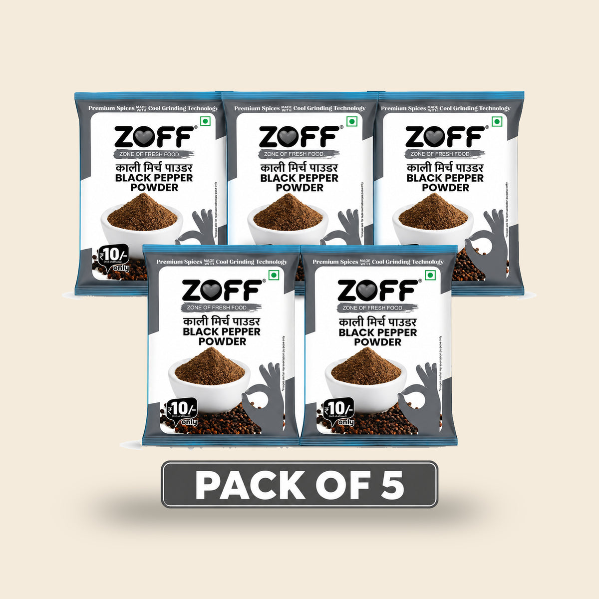 ZOFF Black Pepper Powder 10Rs Pack of 5 pack