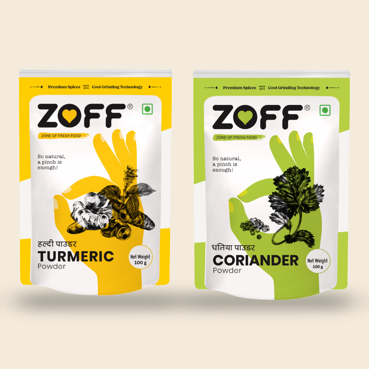 ZOFF Combo Turmeric + Coriander 100g pack