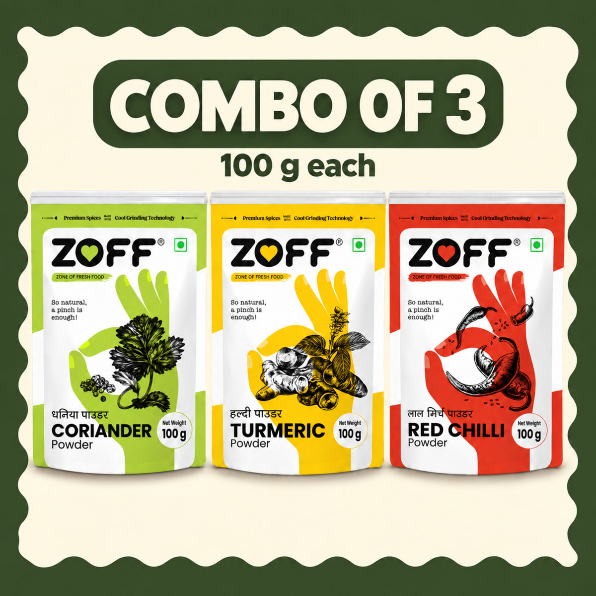 ZOFF Chilli, Turmeric and Coriander combo 4