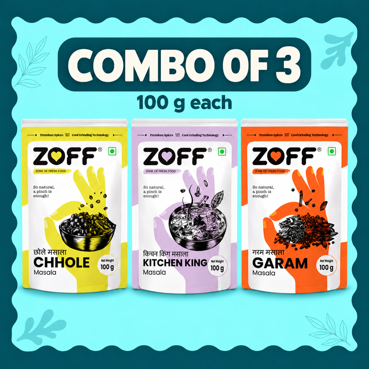 ZOFF Garam Masala, Chhole Masala and Kitchen King combo 2