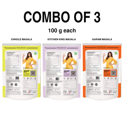 ZOFF Garam Masala, Chhole Masala and Kitchen King combo 4