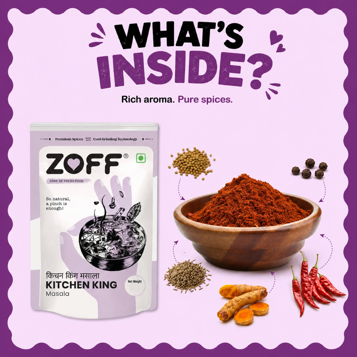 ZOFF Garam Masala, Chhole Masala and Kitchen King combo 8