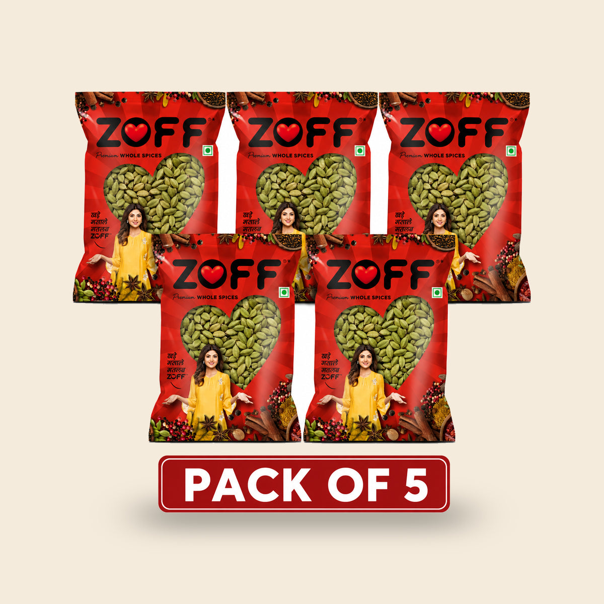 ZOFF Green Cardamom Whole 10Rs Pack of 5 pack